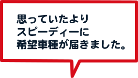 思っていたよりスピーディーに希望車種が届きました。