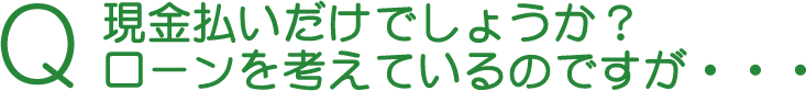 Q 現金払いだけでしょうか？　ローンを考えているのですが・・・